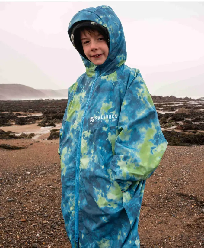 SALTROCK Recycled Kids Changing Robe - Green/Blue
