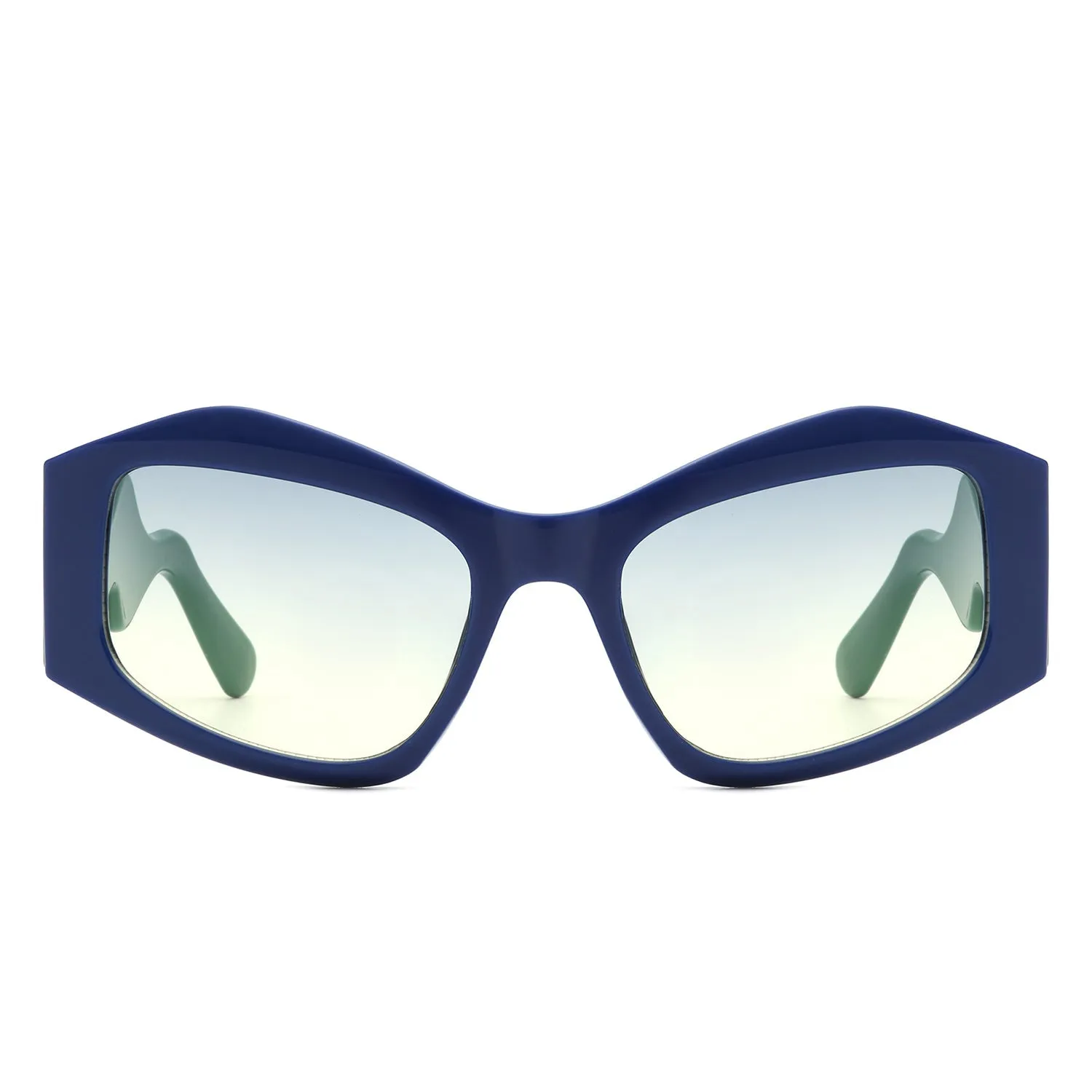 Shimmerz - Oversized Square Irregular Wavy Temple Sunglasses