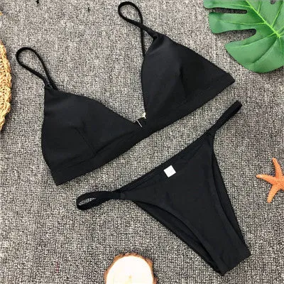 Simple Hot Plain Low Rise Thong Bottom Bikinis