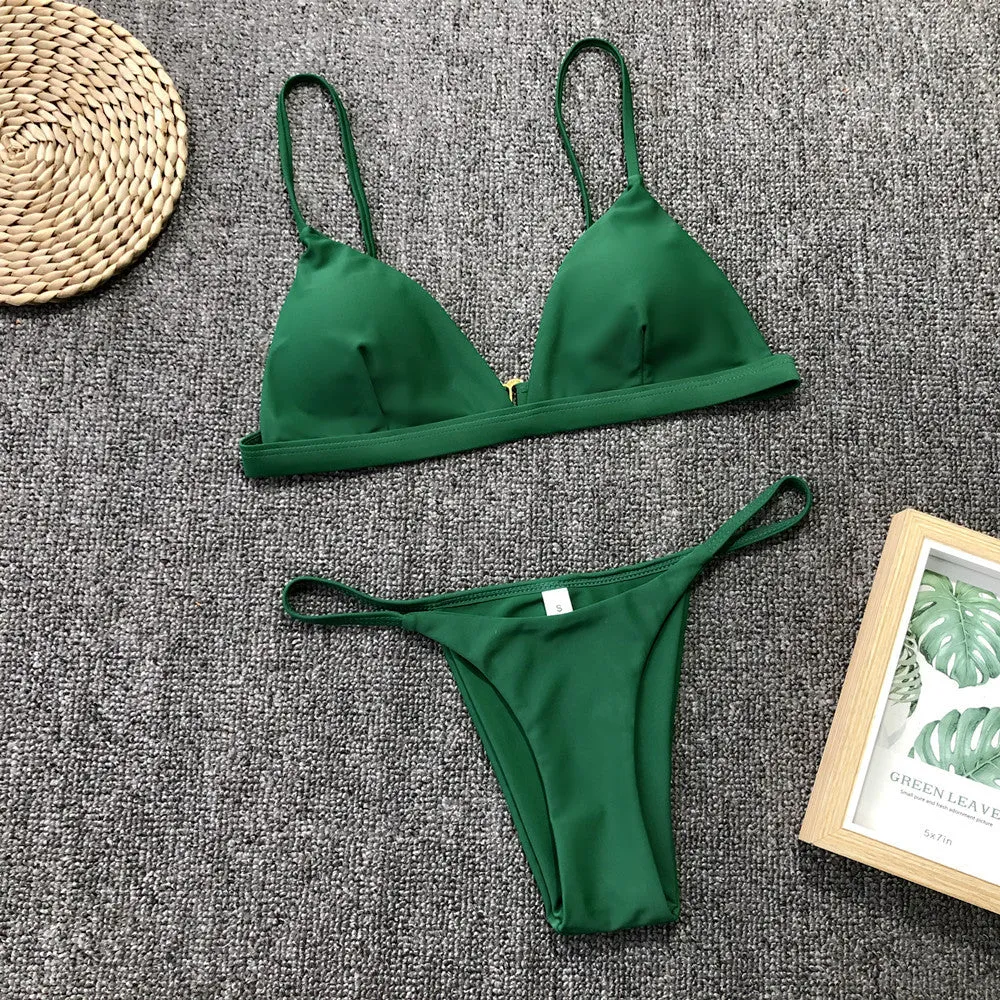 Simple Hot Plain Low Rise Thong Bottom Bikinis