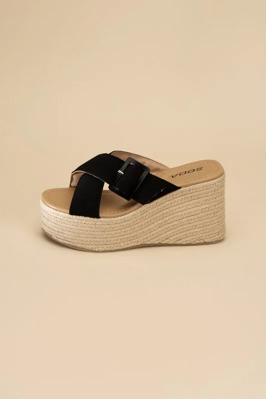 SODA Manta Espadrille Platform Slides