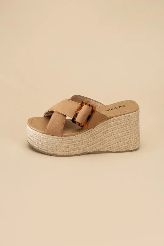 SODA Manta Espadrille Platform Slides