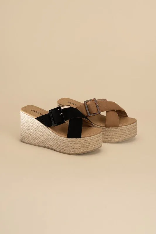 SODA Manta Espadrille Platform Slides