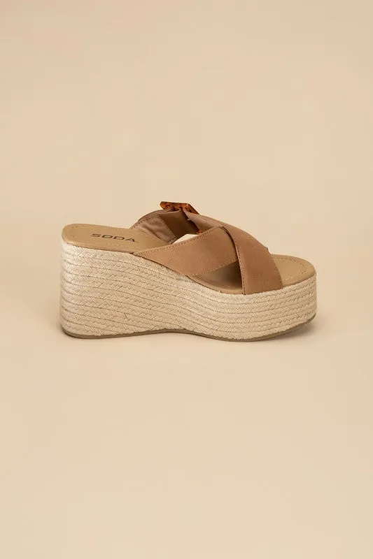 SODA Manta Espadrille Platform Slides