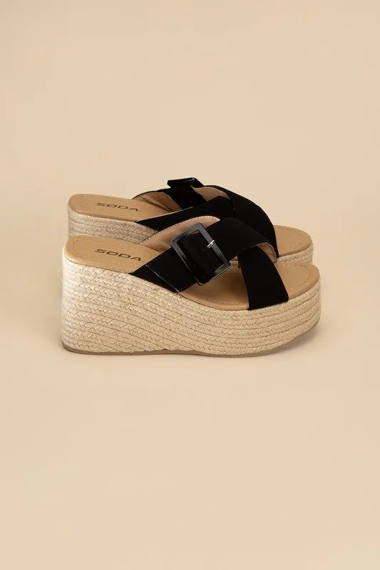 SODA Manta Espadrille Platform Slides