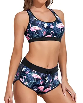 Sporty Racerback Bikini Swimsuits for Girls Two Piece Athletic Swimwear