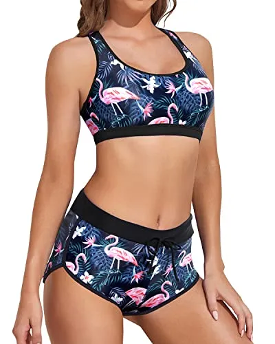 Sporty Racerback Bikini Swimsuits for Girls Two Piece Athletic Swimwear