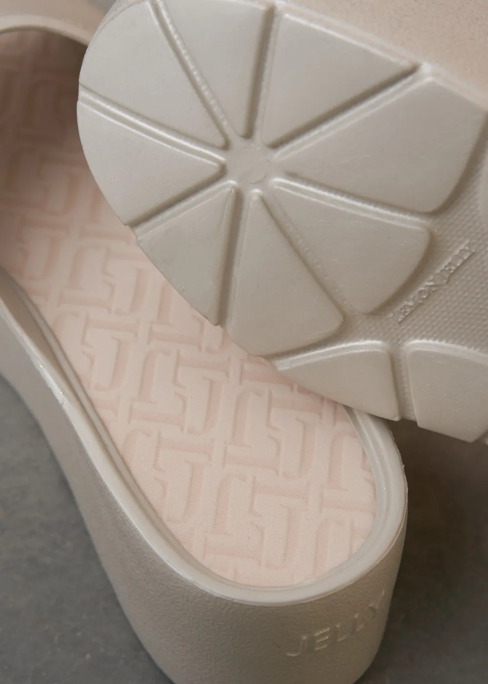 SUNSHINE GLITTER PLATFORM SLIDE - CHAMPAGNE