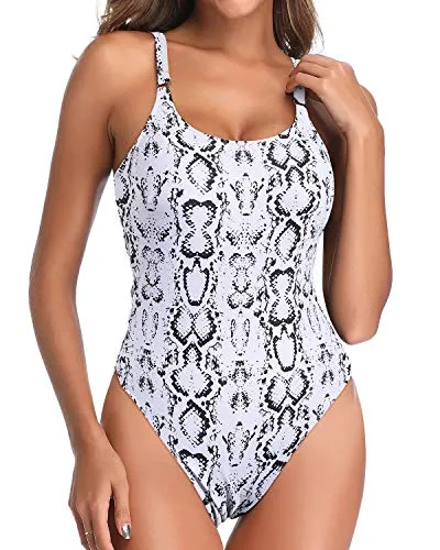 Supportive And Shaping One Piece Swimsuits For Women-Snake Print