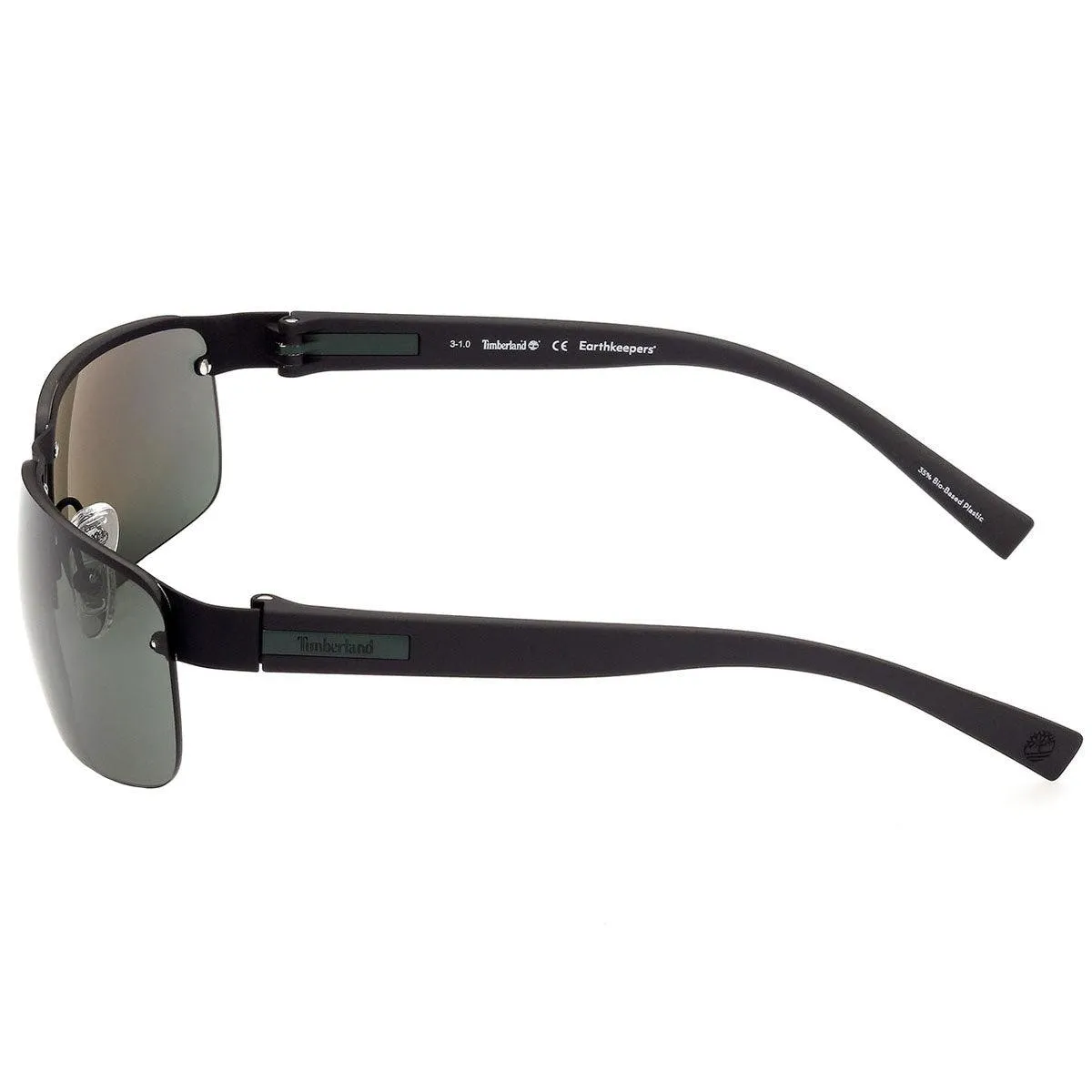 Timberland Men's Sunglasses - Matte Black Metal Frame Green Lens | TB9236 6502R