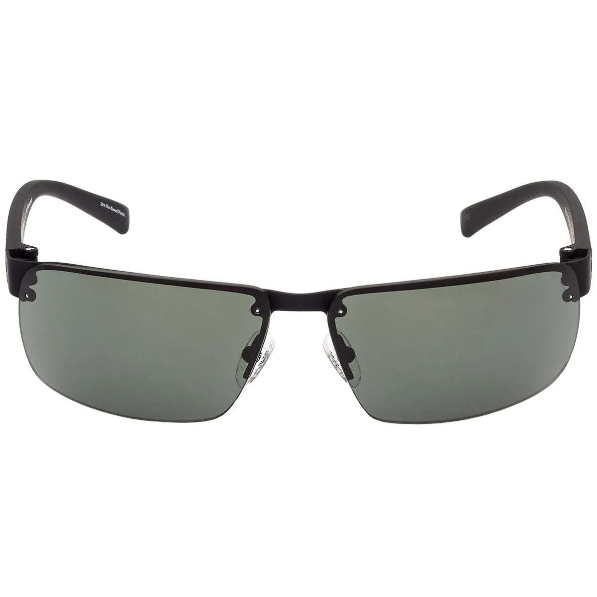 Timberland Men's Sunglasses - Matte Black Metal Frame Green Lens | TB9236 6502R