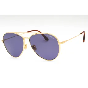 Tom Ford Unisex Sunglasses - Shiny Deep Gold Metal Aviator Full Rim Frame | FT0996 30V