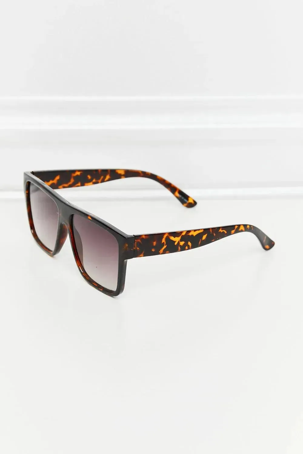 Tortoiseshell Square UV400 Full Rim Sunglasses with Case