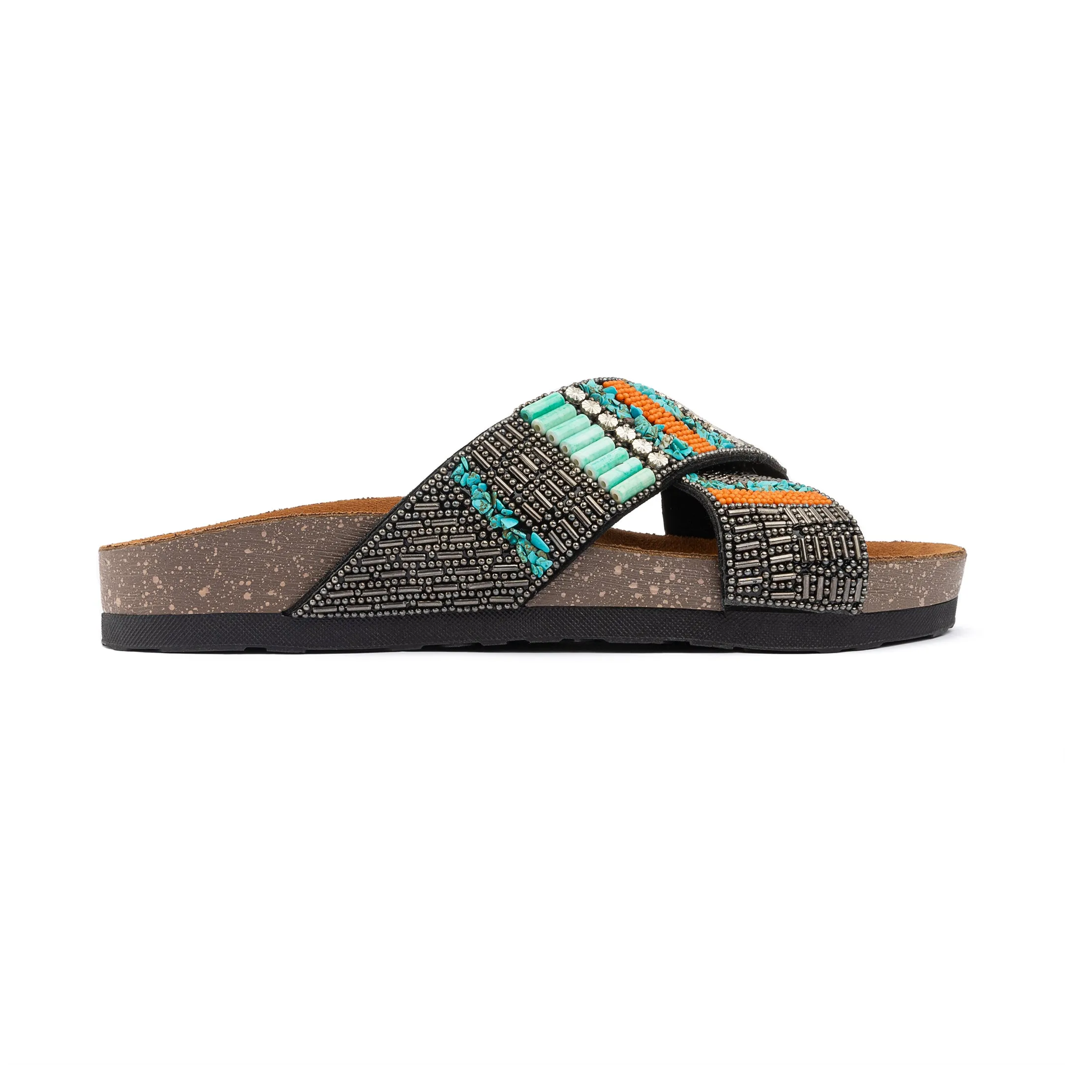 Turqo Dark Criss Cross Slides