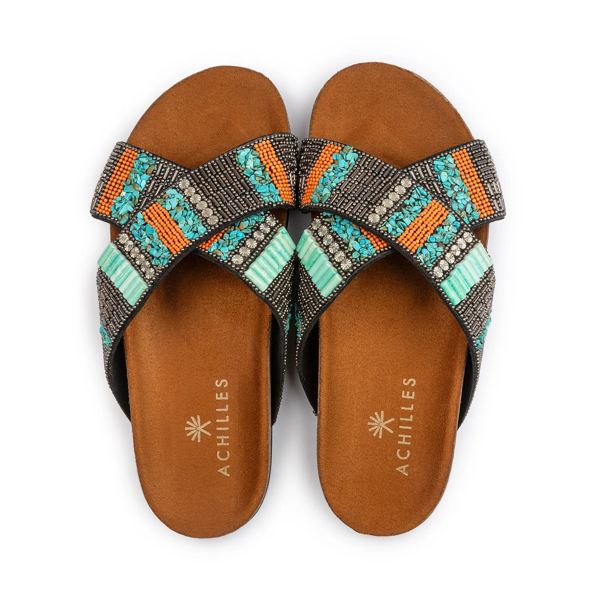 Turqo Dark Criss Cross Slides