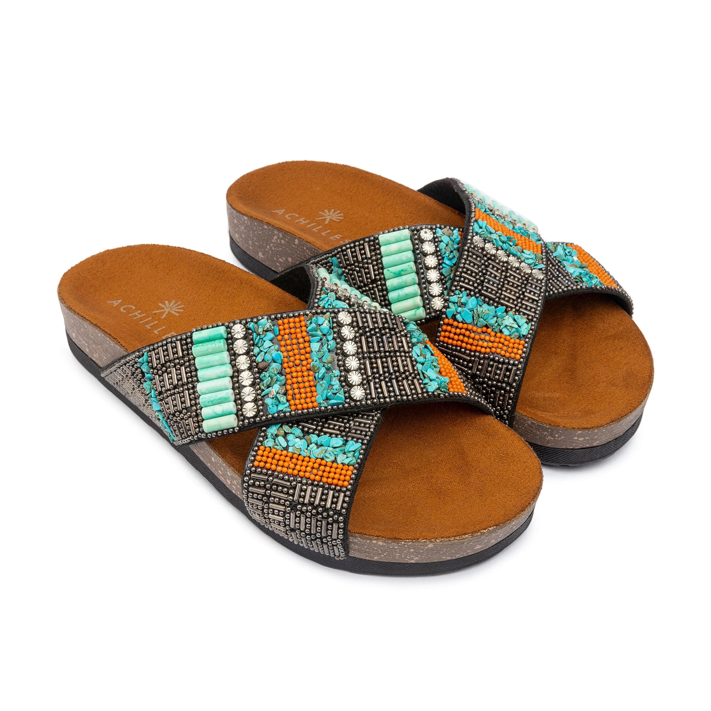 Turqo Dark Criss Cross Slides