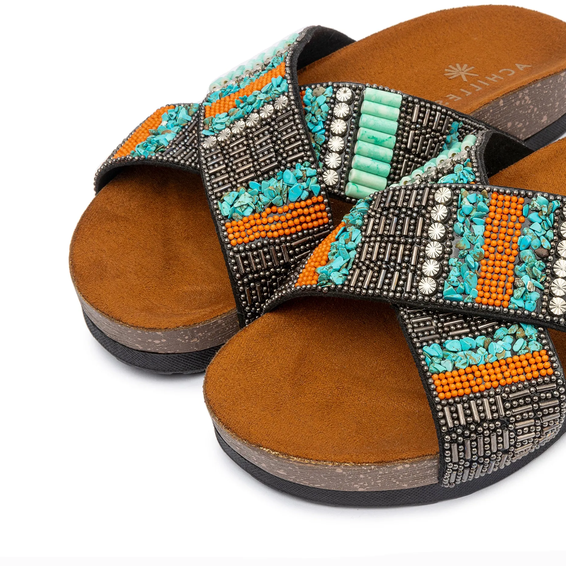 Turqo Dark Criss Cross Slides