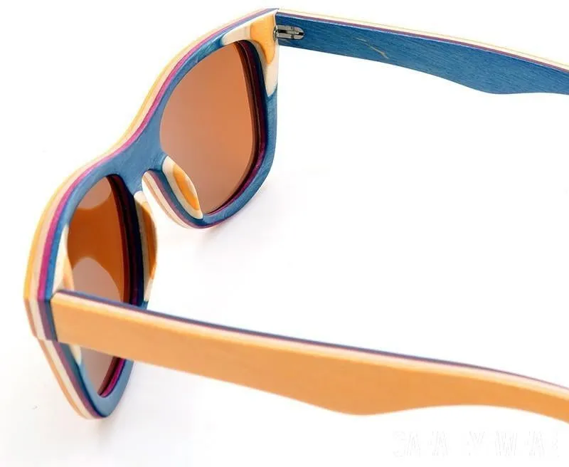 Unisex Wooden Sunglasses  Retro Vintage Polarized Skateboard Wood  With Wood box