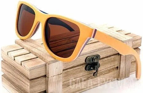 Unisex Wooden Sunglasses  Retro Vintage Polarized Skateboard Wood  With Wood box