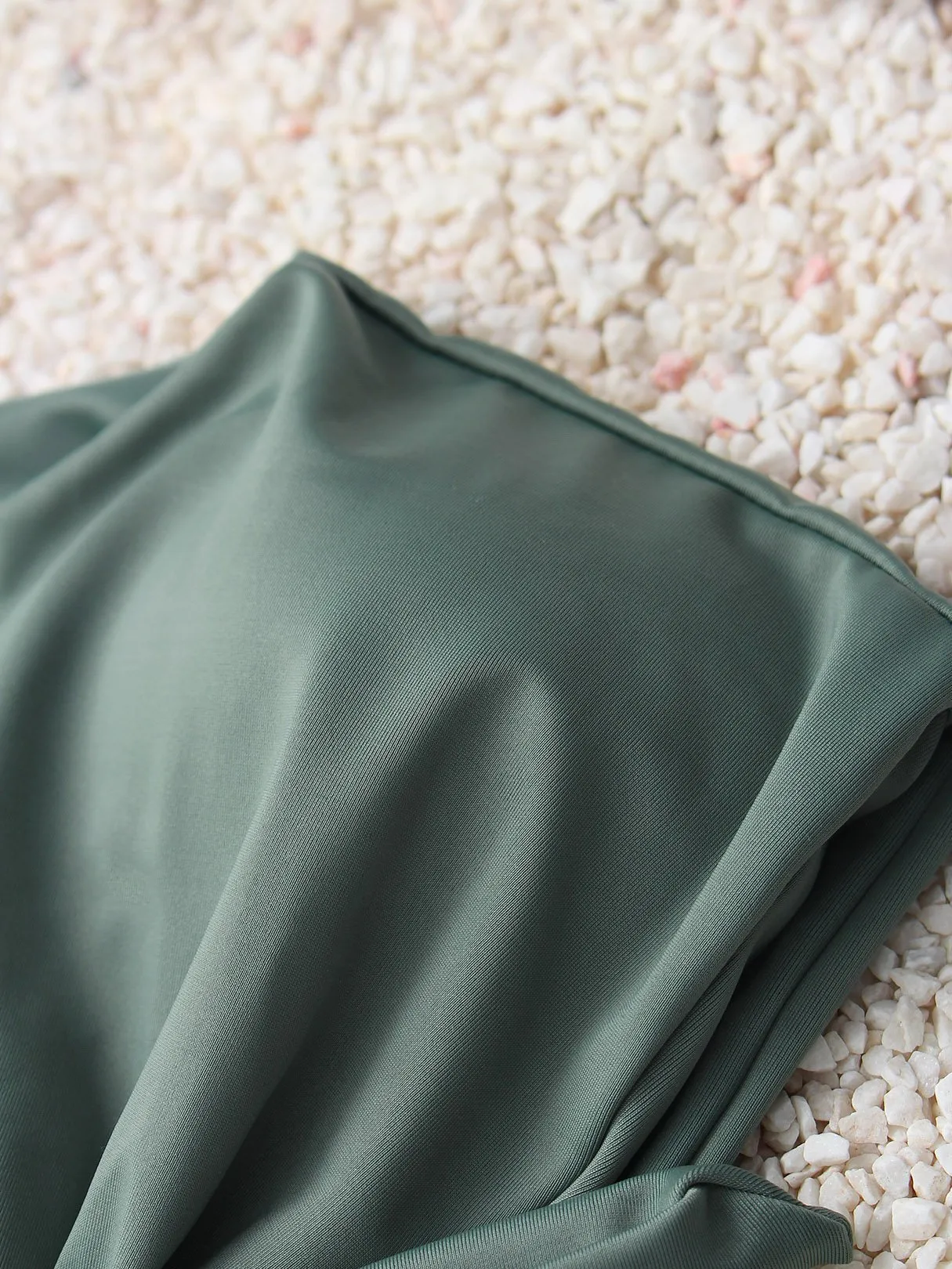 Wholesale Army Green High Waist V-Neck Plain 2 Piece Bikini