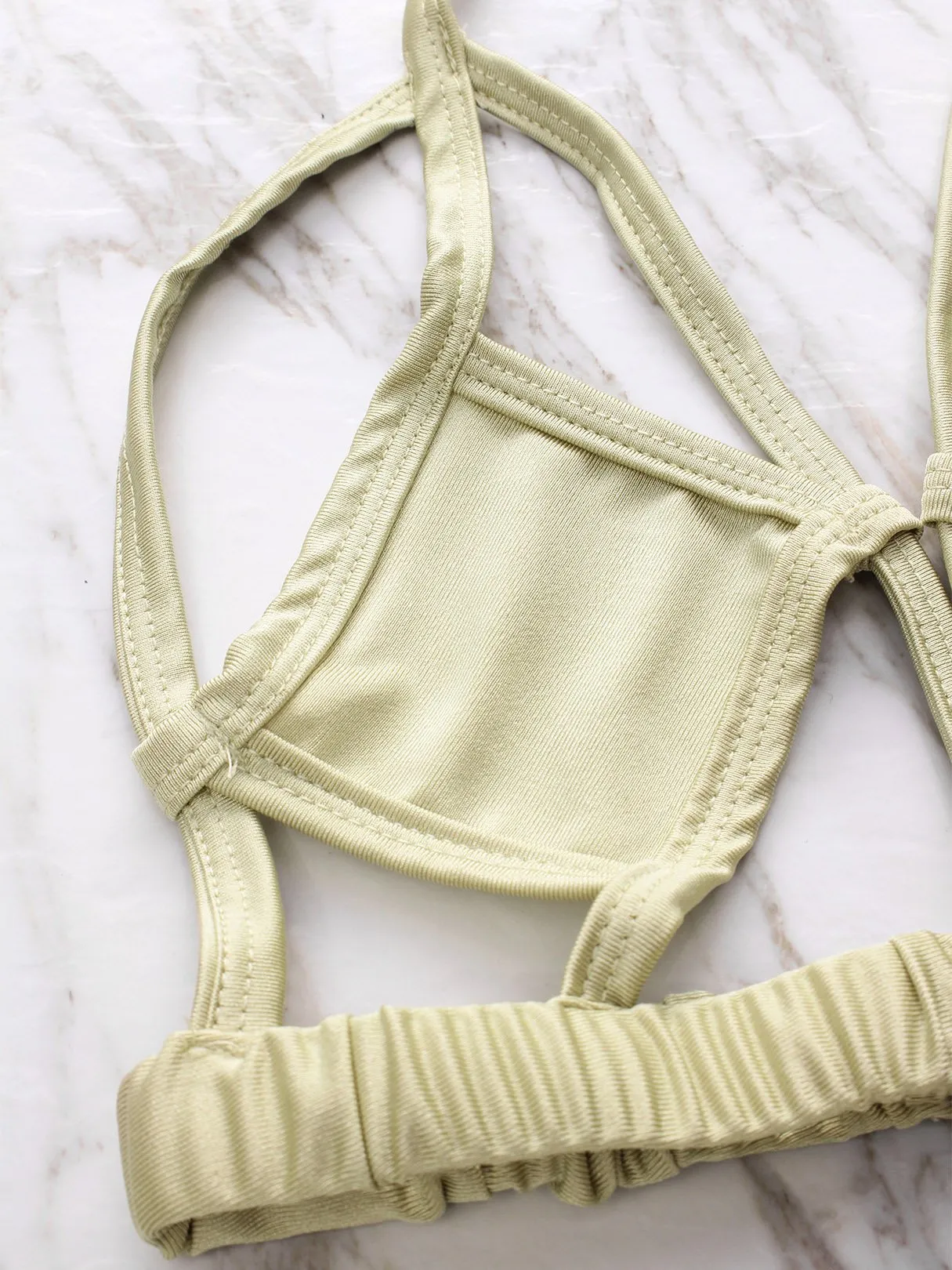 Wholesale Beige Sleeveless Cut Out Bikinis
