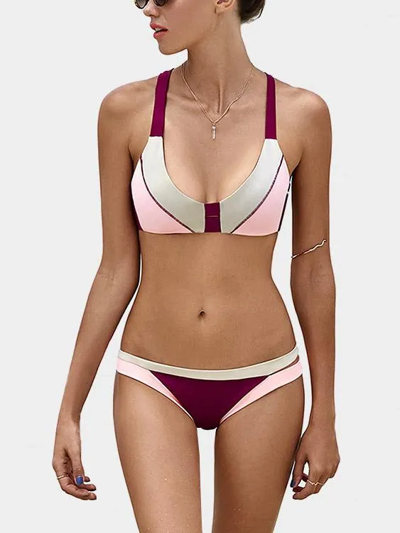 Wholesale Deep V-Neck Sleeveless Bikini Suits