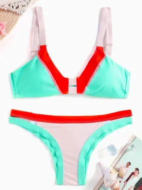 Wholesale Deep V-Neck Sleeveless Bikini Suits