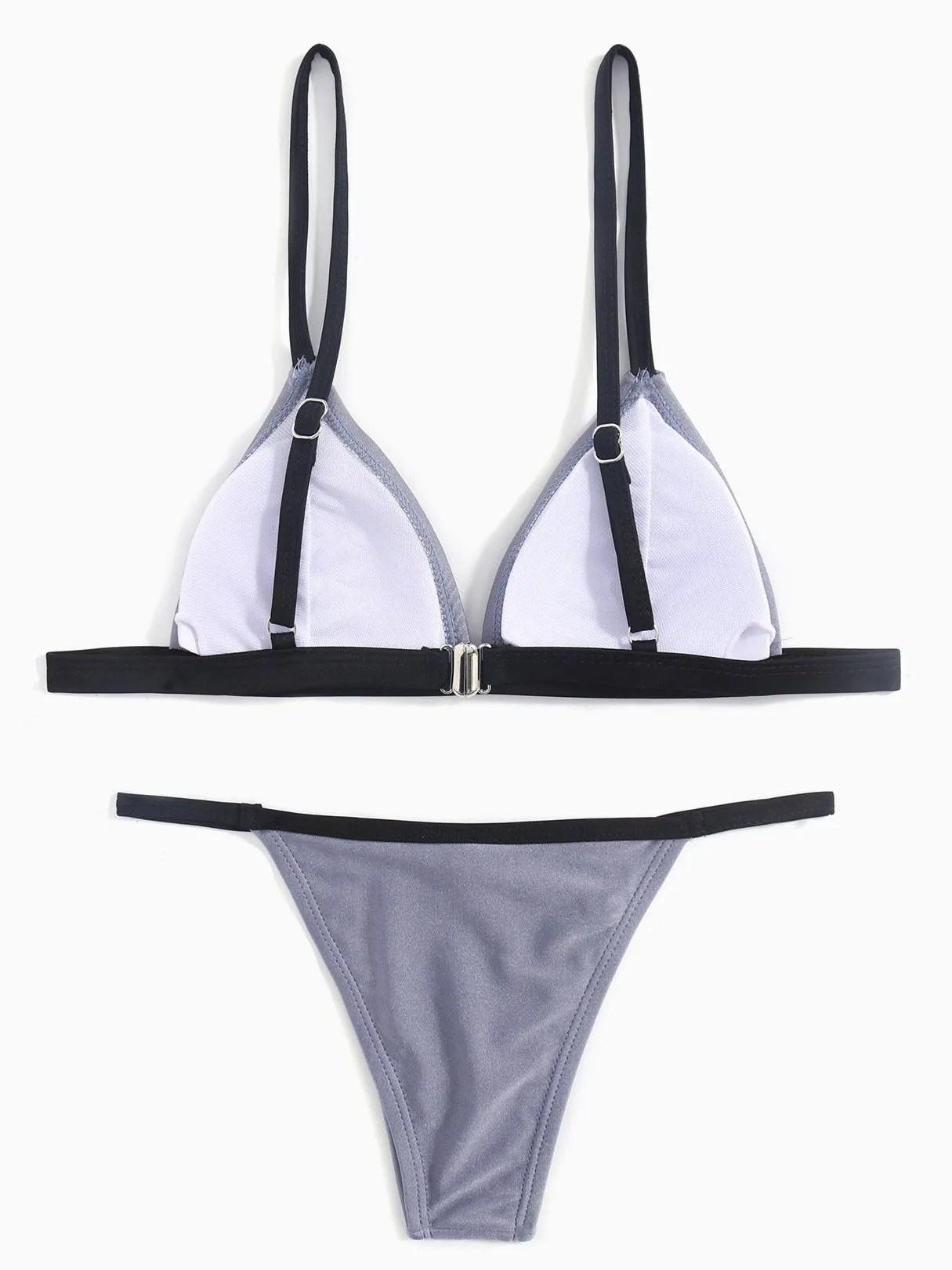 Wholesale Grey V-Neck Sleeveless Two Piece Bikinis