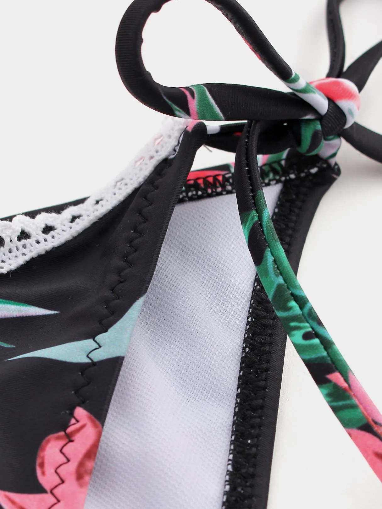 Wholesale Round Neck Sleeveless Floral Print Criss-Cross Tie-Up Bikinis