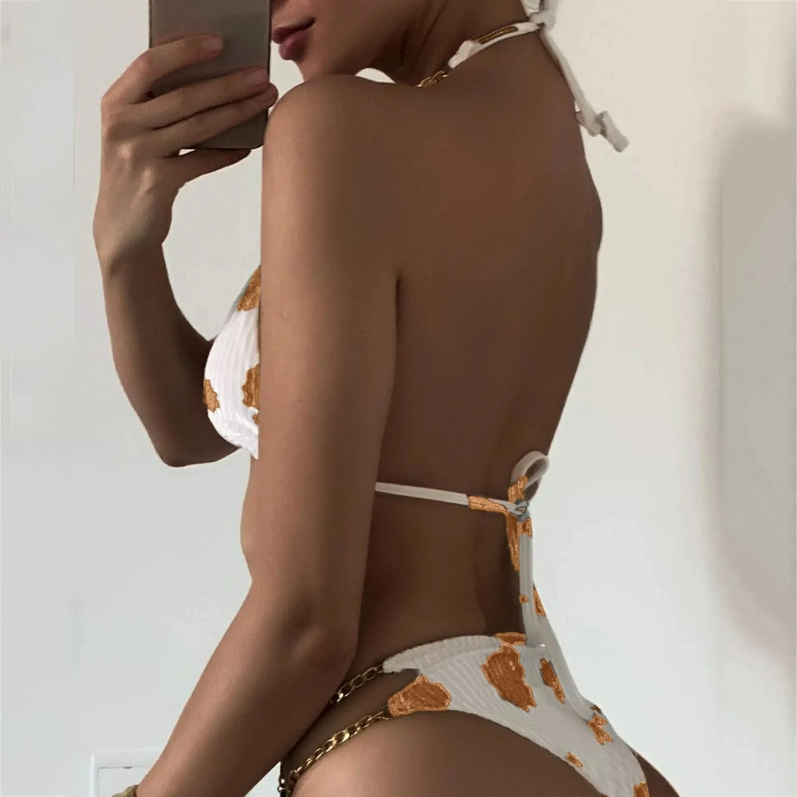 Women Floral Cows Print Bikini Set Push-Up Swimsuit Beachwear Padded Swimwear 2021 new swimming shorts Beach Wear Biquini