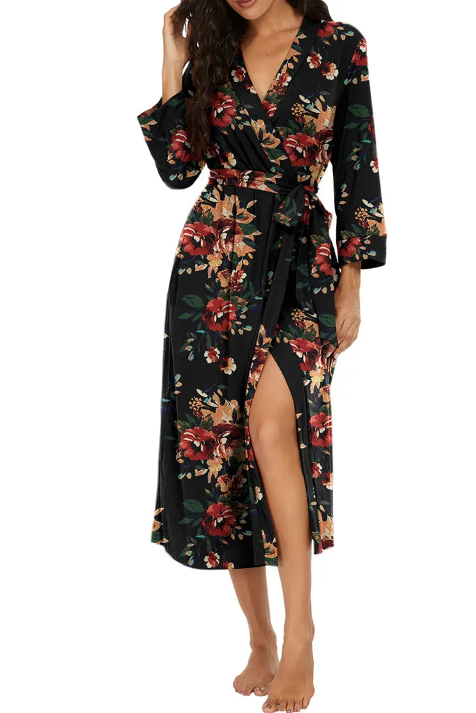 Women Kimono Robes Long Knit Bathrobe Lightweight Soft Knit Sleepwear