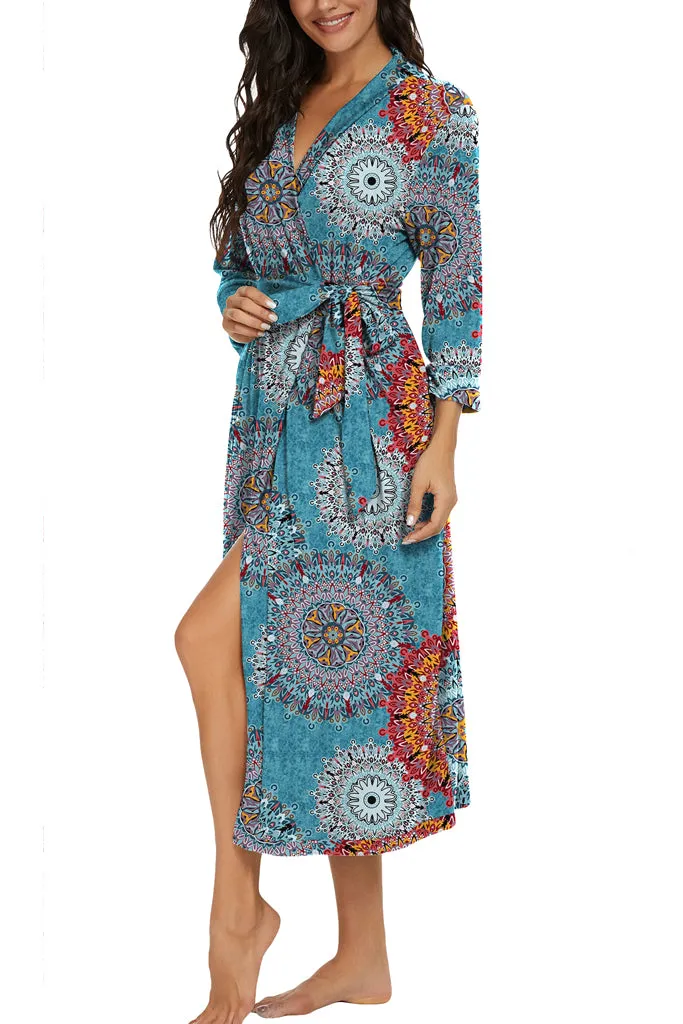 Women Kimono Robes Long Knit Bathrobe Lightweight Soft Knit Sleepwear