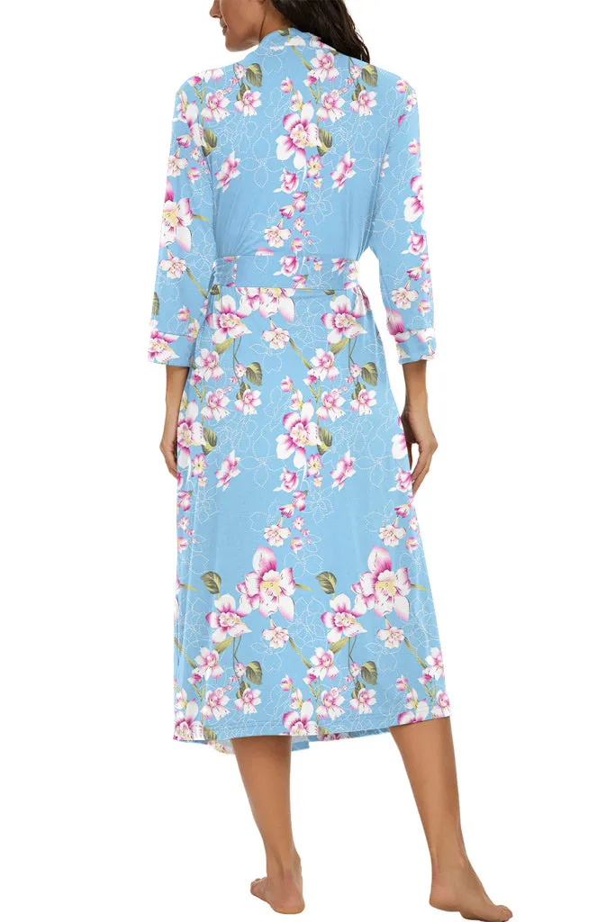 Women Kimono Robes Long Knit Bathrobe Lightweight Soft Knit Sleepwear