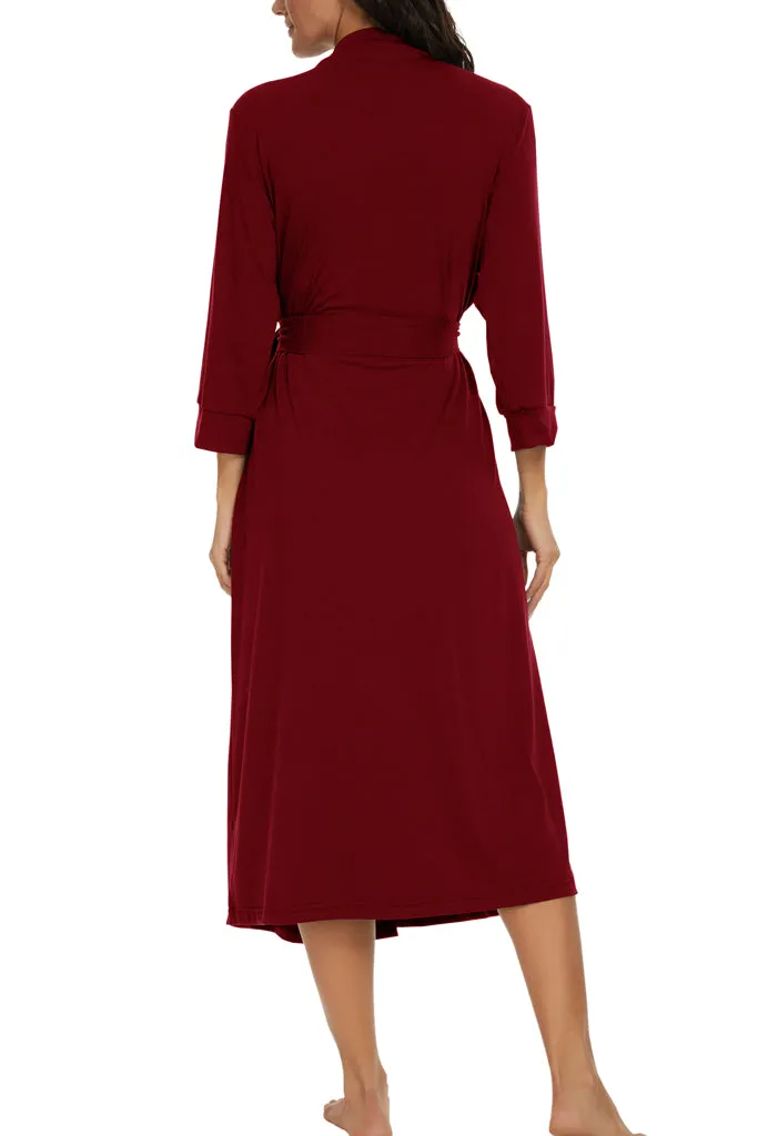 Women Kimono Robes Long Knit Bathrobe Lightweight Soft Knit Sleepwear