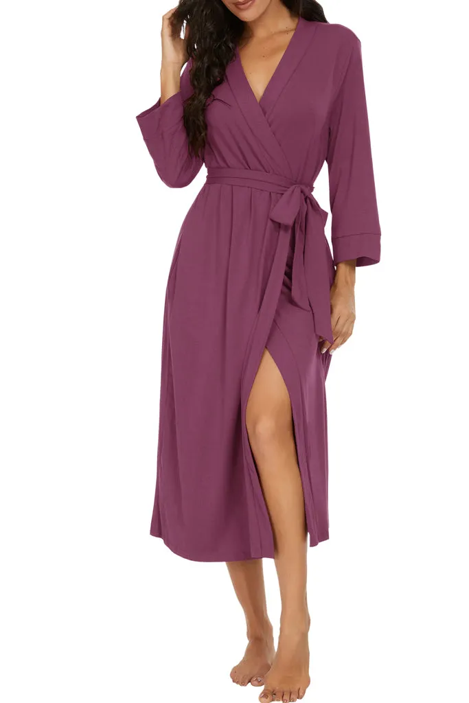 Women Kimono Robes Long Knit Bathrobe Lightweight Soft Knit Sleepwear