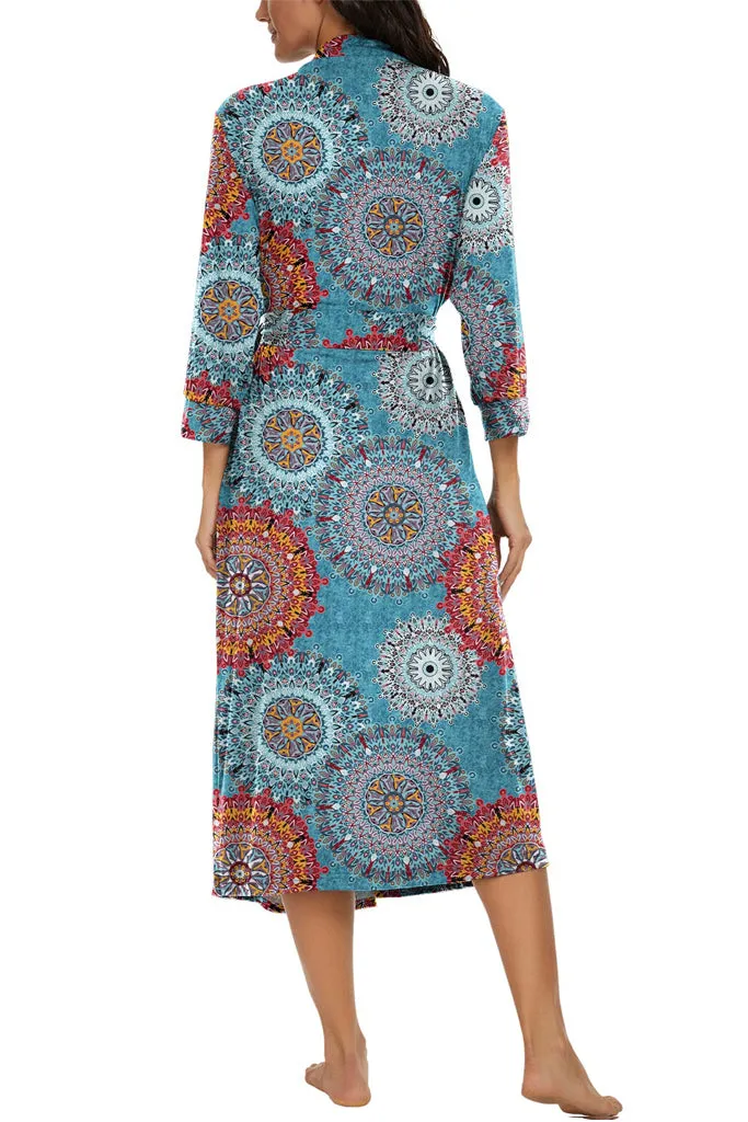 Women Kimono Robes Long Knit Bathrobe Lightweight Soft Knit Sleepwear