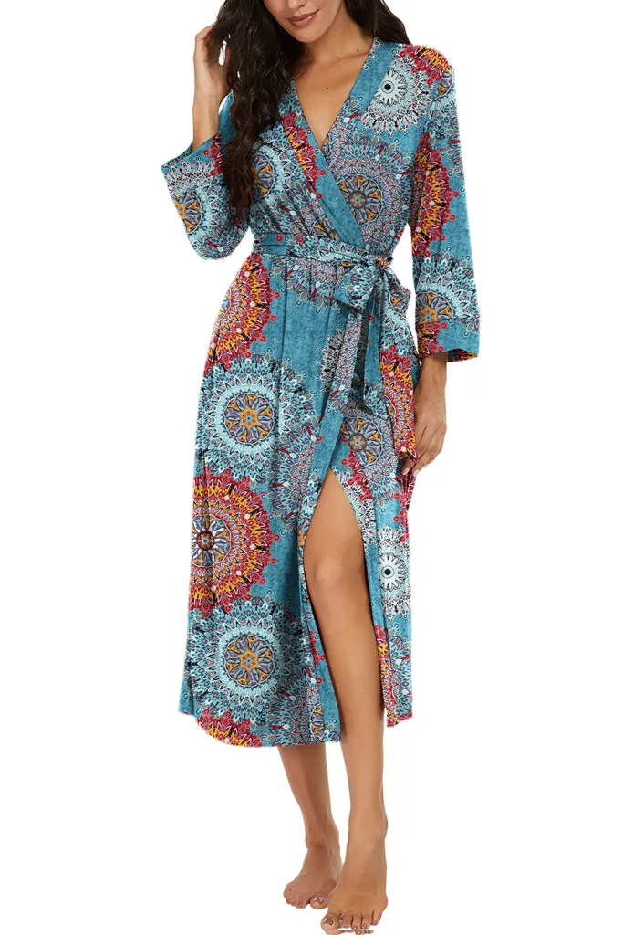 Women Kimono Robes Long Knit Bathrobe Lightweight Soft Knit Sleepwear
