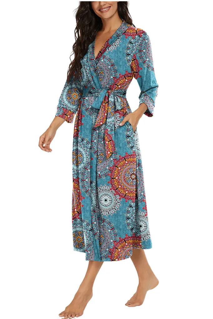 Women Kimono Robes Long Knit Bathrobe Lightweight Soft Knit Sleepwear