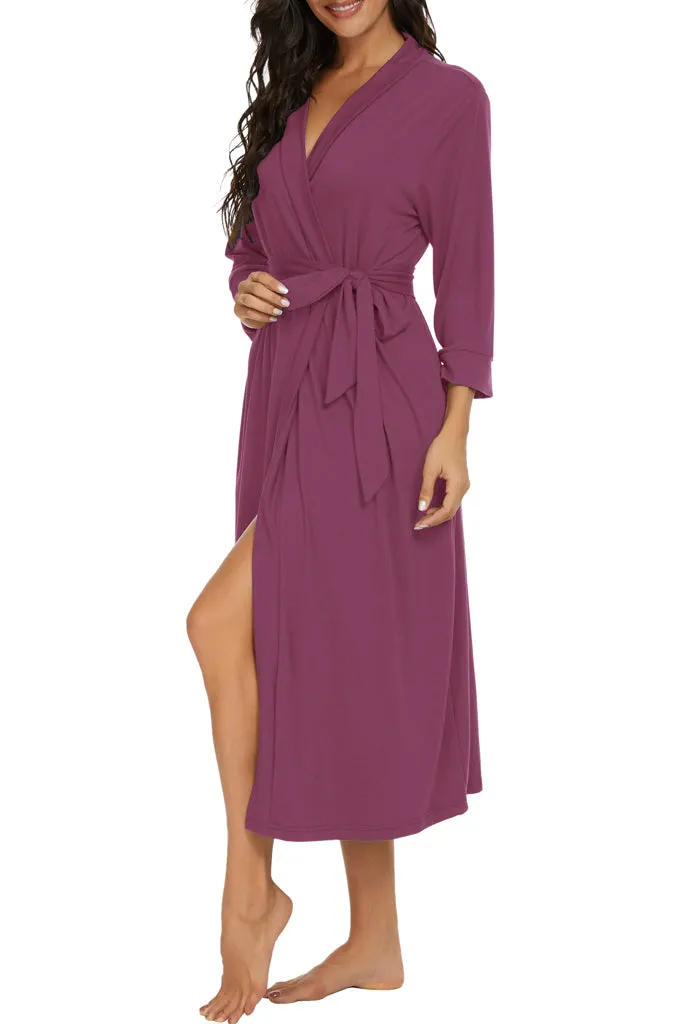 Women Kimono Robes Long Knit Bathrobe Lightweight Soft Knit Sleepwear