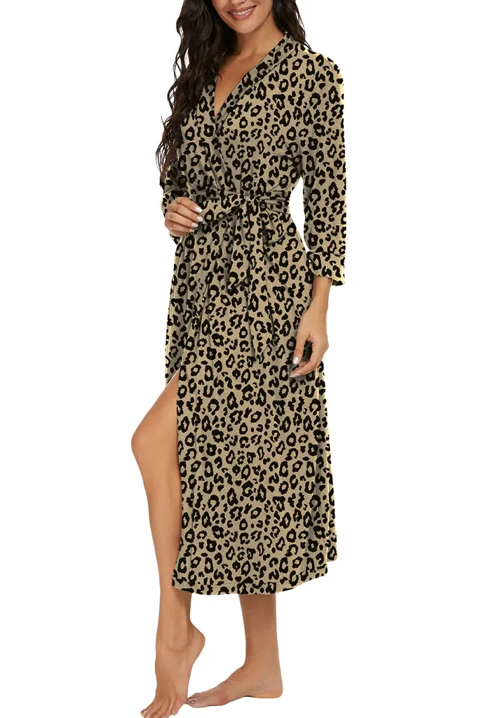 Women Kimono Robes Long Knit Bathrobe Lightweight Soft Knit Sleepwear