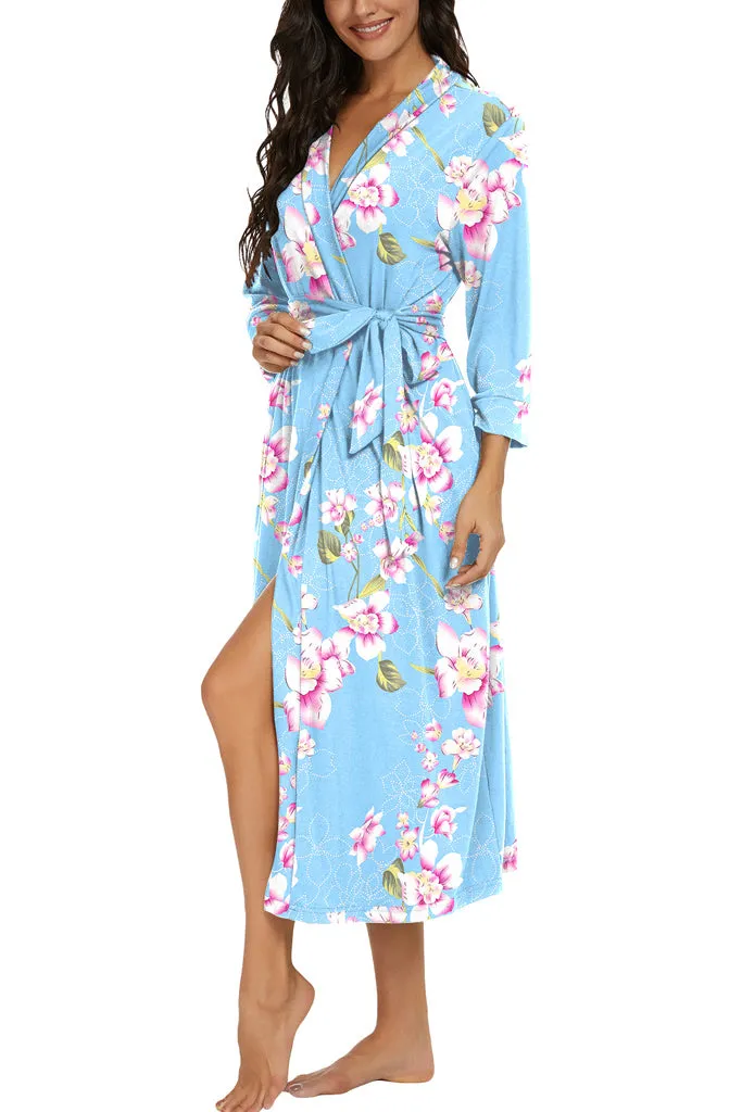 Women Kimono Robes Long Knit Bathrobe Lightweight Soft Knit Sleepwear