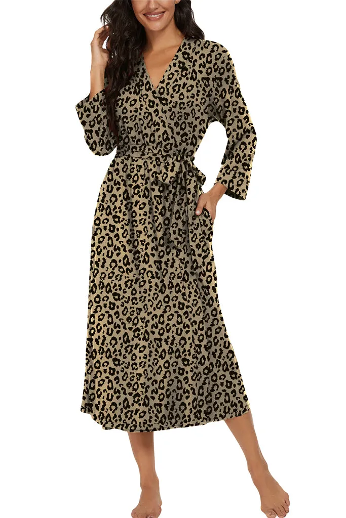 Women Kimono Robes Long Knit Bathrobe Lightweight Soft Knit Sleepwear
