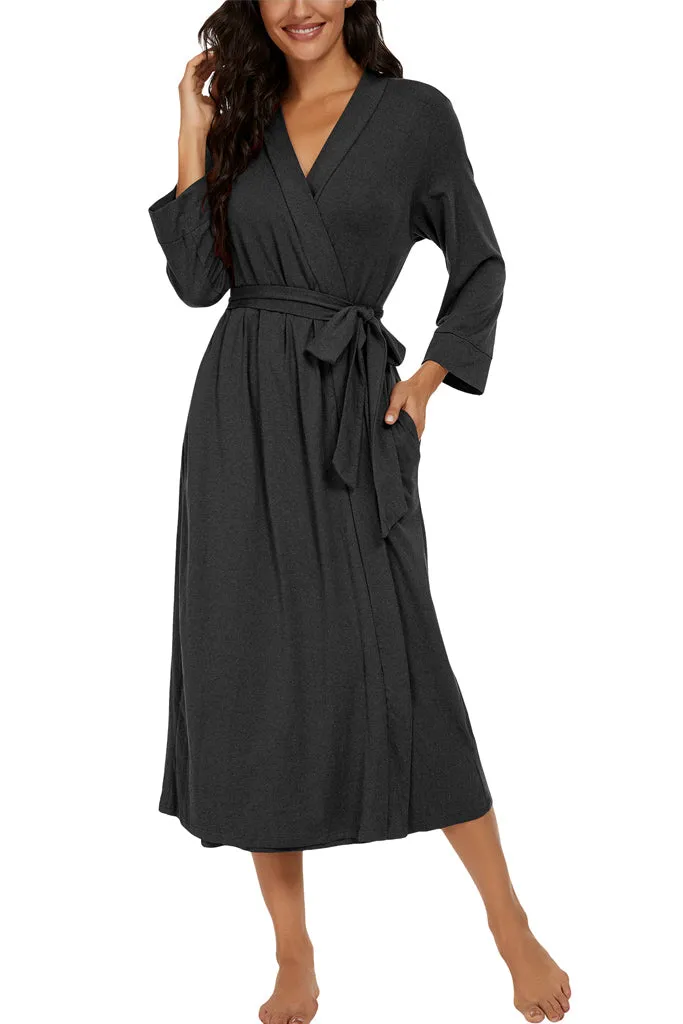 Women Kimono Robes Long Knit Bathrobe Lightweight Soft Knit Sleepwear