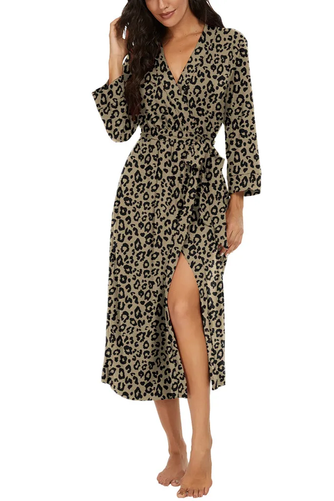 Women Kimono Robes Long Knit Bathrobe Lightweight Soft Knit Sleepwear