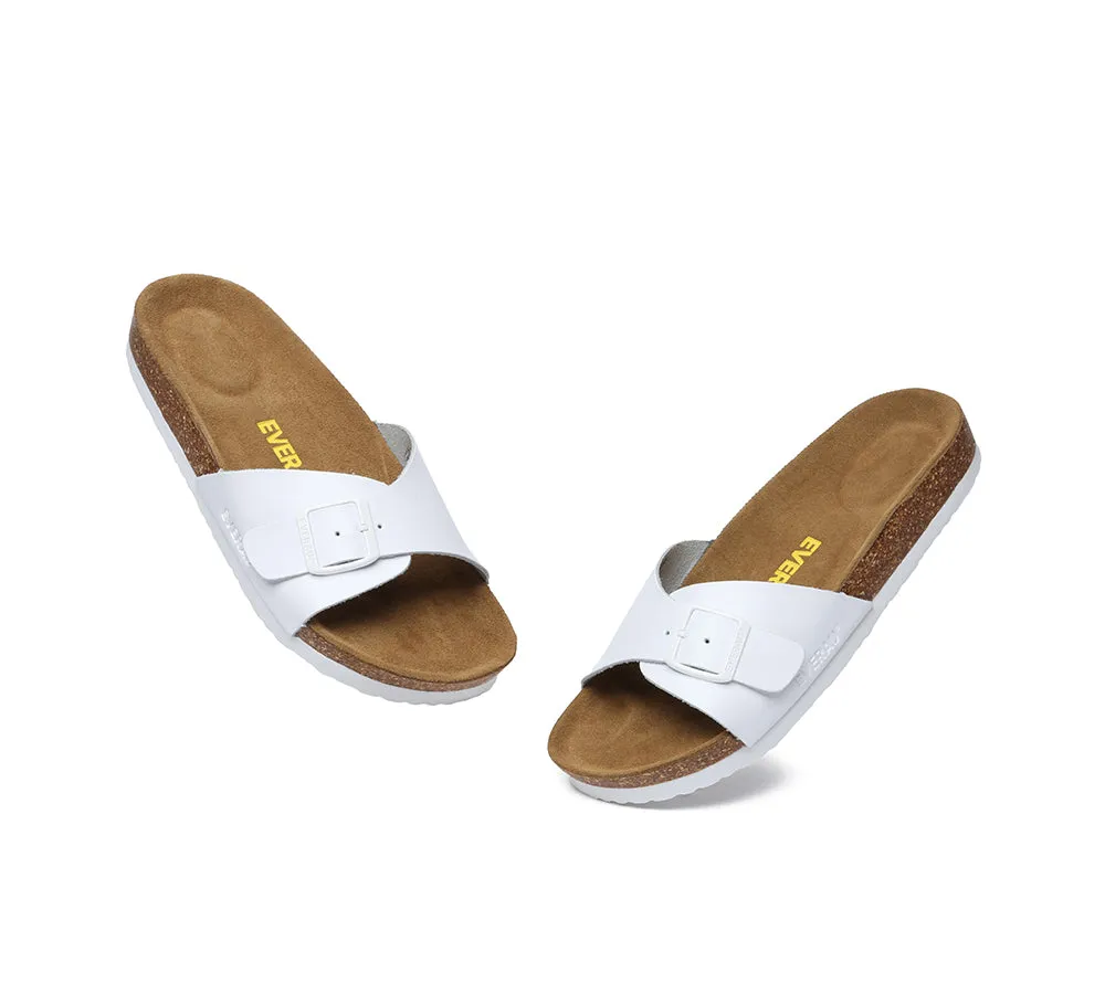 Women Men Leather Adjustable Embossed Summer Beach Charms Walk Sandal Slides