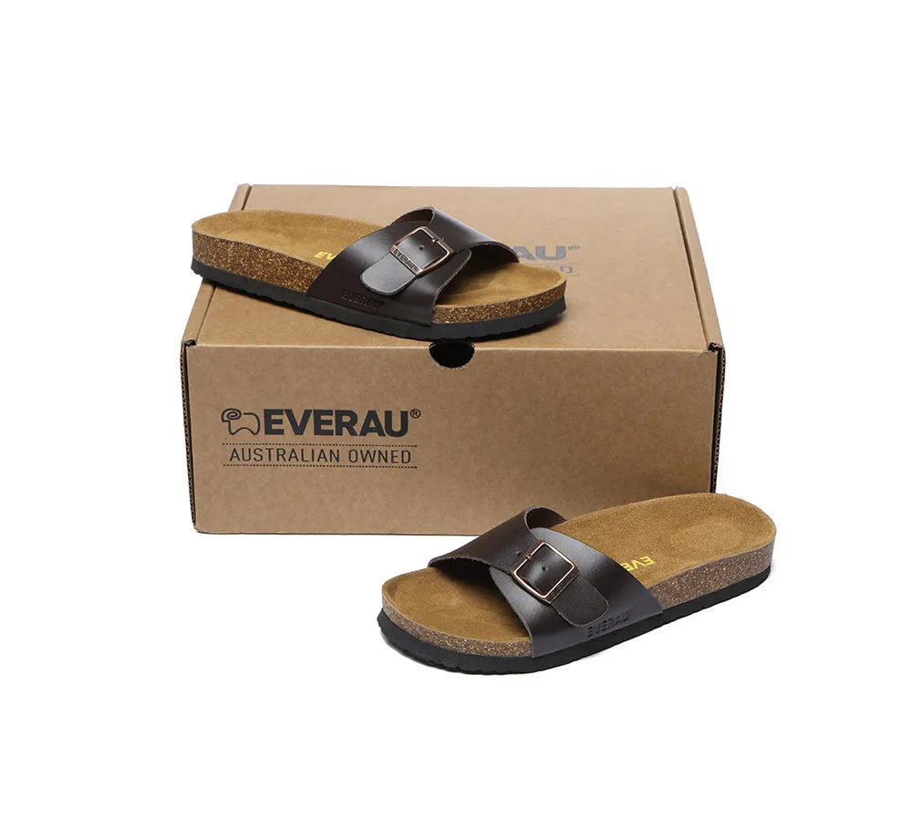 Women Men Leather Adjustable Embossed Summer Beach Charms Walk Sandal Slides