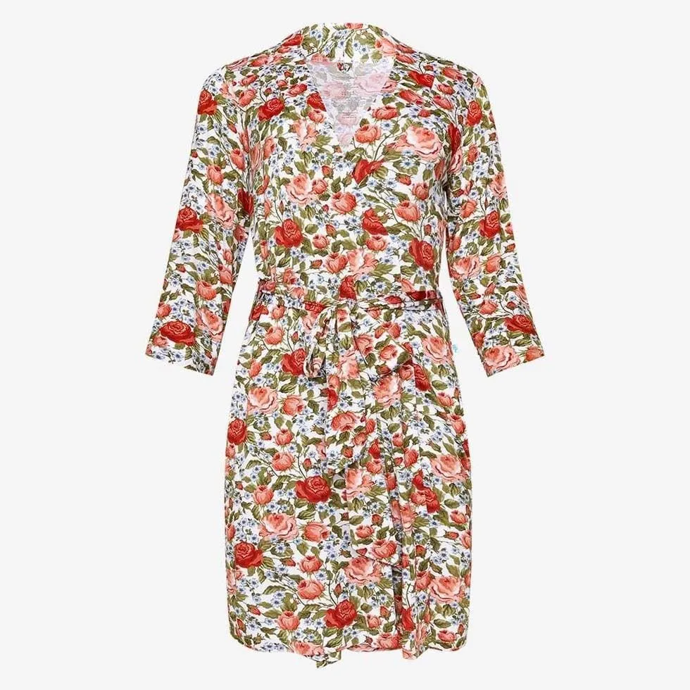 Women's Bamboo Maternity Robe with Pockets - Alma (Floral)