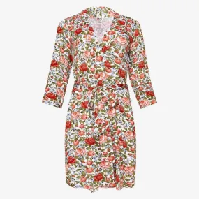 Women's Bamboo Maternity Robe with Pockets - Alma (Floral)