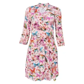 Women's Bamboo Maternity Robe with Pockets - Watercolor Butterfly